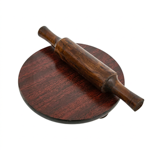 Handcrafted Wooden Chapati Board and <b>Rolling</b> <b>Pin</b> Set Natural Wood Roti Maker - Product Image 1