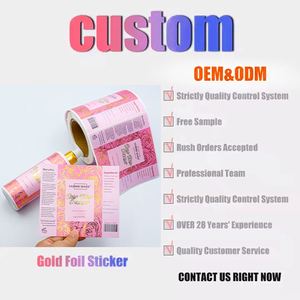 FX Roll Private <b>Waterproof</b> Vinyl Food Cosmetic Product Bottle Label Printing Gold Foil Logo Stickers for Packaging Label - Product Image 6