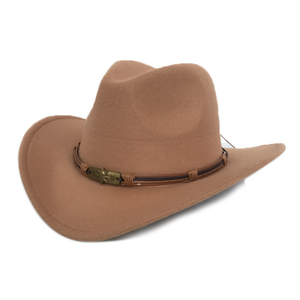 Automne et hiver Polyester feutre Jazz chapeau métal hommes Pirate ceinture <span class=keywords><strong>Cowboy</strong></span> roulé Western <span class=keywords><strong>Cowboy</strong></span> chapeau - Product Image 6