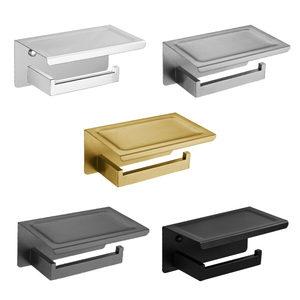 HF 304 acier inoxydable mural salle de bain organisateur de rangement <span class=keywords><strong>porte</strong></span>-papier hygiénique avec étagère pour téléphone - Product Image 1