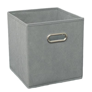 Contenedores de cubo de tela no tejida plegables OEM ODM Asas de <span class=keywords><strong>metal</strong></span> Caja de almacenamiento de cubo plegable de tela para el hogar de cocina - Product Image 1