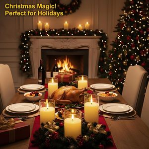 Acrylic Flickering Led <b>Pillar</b> <b>Candles</b> Battery Operated <b>Candles</b> Flameless <b>Candles</b> for Romantic Ambiance Home Decoration - Product Image 6