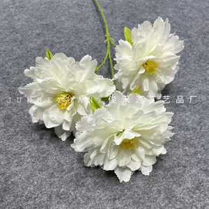 ดอกโบตั๋นประดิษฐ์สีขาว 3 หัว สำหรับตกแต่งบ้านและงานแต่งงาน - Product Image 1