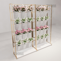 Support à fleurs décoratif mobile en acier doré, moderne, pour intérieur et extérieur, idéal pour le jardin et la présentation de plantes - Grande Vente