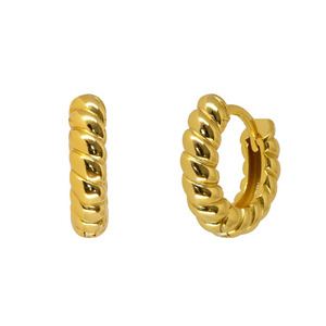 Orecchini a Cerchio Intrecciati Placcati Oro 14k Stile <span class=keywords><strong>Roma</strong></span>, Vendita Calda - Product Image 1