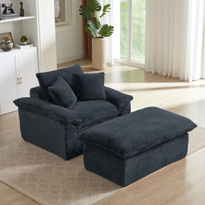 Canapé sectionnel modulable en velours côtelé 1 place, design chaise longue, luxueux et confortable, pour salon, bureau, ensemble de meubles de maison - Product Image 3