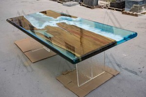 Tavolo da Pranzo Moderno in Resina Epossidica Effetto Fiume, Pezzo d'Arredo di Lusso per Caffè, Ospitalità e Casa - Product Image 4