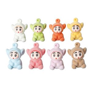 Lanshuo Resin Shin Chan Flocked Mini Figure DIY Jewelry <b>Keychain</b> Desktop Ornament <b>Anime</b> Toy Model 3D Craft Accessory - Product Image 3