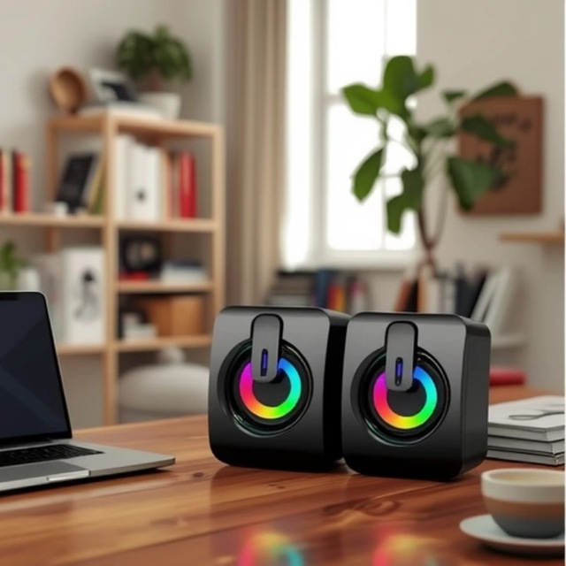 Portable Bluetooth Mini Speaker with RGB Lights and Subwoofer USB 3.5 Port Laptop Home Computer Speaker for Family Parties