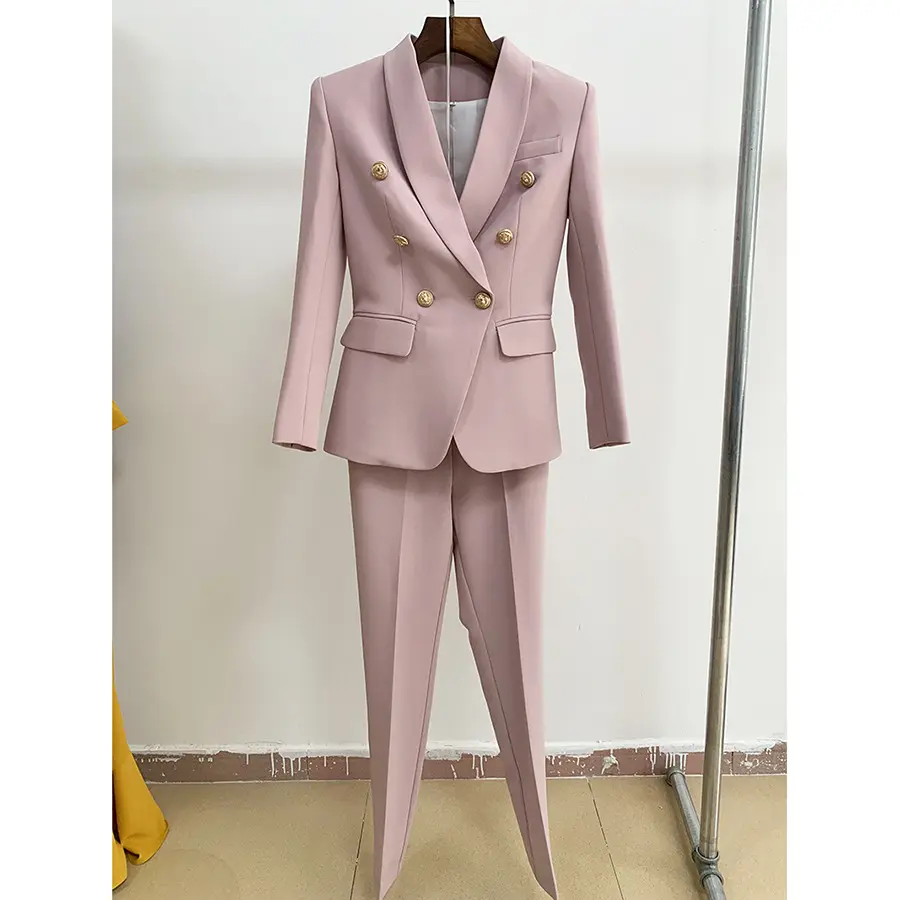 luxury suit women female fitted lady office formal ladies uniform business suits pant two pieces set for women