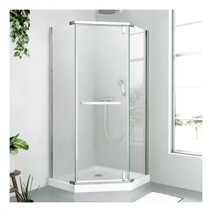 Diamond Shower Enclosure Corner Hinged Tempered Glass Shower Room Aluminum Bath Shower Cabinet