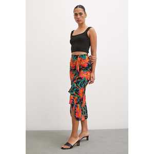 Jupe midi à imprimé floral pour femme, viscose, polyester, mousseline, taille normale, impression numérique douce - Product Image 4