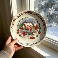 Amerikanischer Weihnachts-Keramikteller Winterwunderland Mikrowellengeeignet Frisches und Niedliches Design Festliches Tafelgeschirr
