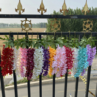 Bunga Wisteria Buatan 69cm Lima Cabang Anggrek Thailand Hiasan Dinding untuk Dekorasi Pernikahan