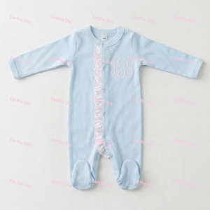 Combinaison pour bébé fille <span class=keywords><strong>brodée</strong></span> sur mesure, à volants, manches longues, en coton, pyjama à pieds intégrés, pour nouveau-né, une pièce - Product Image 5