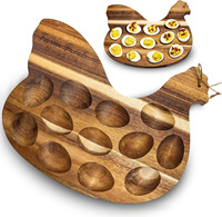Großhandel Deviled Egg Tray, Holz Deviled Egg Tray 12 Löcher Tabletts Halter Charc uterie Board Easter Egg Carrier für die Küche