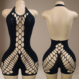 Hanging Neck Design Rhinestone Ballroom Dancewear for Women Sexy Kits Spandex/Nylon Material - Product Image 2
