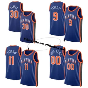 Großhandel New York Basketballtrikot genäht Heißgepresst Herren USA Basketballuniform 9 RJ Barrett 11 Jalen Brunson