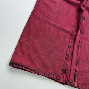 Pantalones vaqueros rojos de mezclilla de peso pesado de alta calidad para hombre, pantalones vaqueros de talla grande de tiro bajo con pintura en aerosol, lavado con piedra, ropa de calle apilada en 3D - Product Image 5