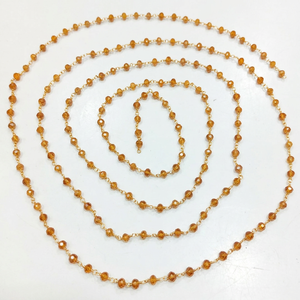 Brown Hydro Quartz Mystic Coated Rondelle Faceted 4mm Beaded <b>Rosary</b> Chain - Product Image 1