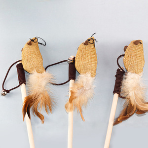 Bâtonnet en bois en forme de souris avec clochette, jouet interactif pour chat, anti-ennui - Product Image 2