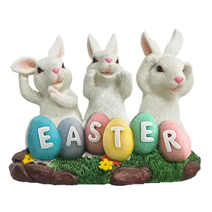 Paskalya tavşanı özelleştirilmiş reçine heykelcik dekorasyon Lifesize Bunny bahçe süs heykeli hediye