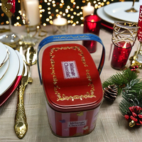 Boîte en fer blanc personnalisable pot cadeau de retrait d'espèces rouge exquis stockage d'artisanat alimentaire en relief matériel de papier métallique durable"