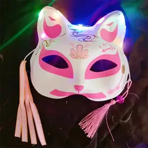 Fourrure Renard Masques Halloween Mascarade en peluche Lumière Partie PVC Masques Peint Décoration Renard Demi Visage Cosplay Masques