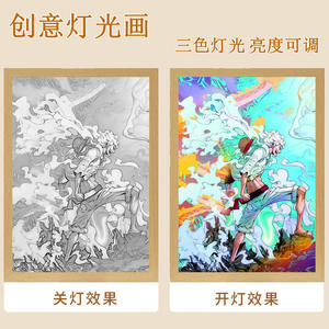 Dipinto Luminoso Anime <span class=keywords><strong>One</strong></span> <span class=keywords><strong>Piece</strong></span> per Decorazione Camera da Letto, Comodino, Mobile TV, Regalo per Coppie, Dipinto Creativo Luminoso - Product Image 4