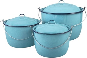 Pewter Bucket Juego Set De Ollas De Peltre Cinsa Bateria De Cocina Esmalte Utensilios De Cocina 7 Piezas 26/30/34cm <span class=keywords><strong>Convexa</strong></span> Turquesa Pewter - Product Image 4