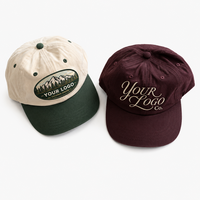 Casquette de baseball bicolore avec logo personnalisé, patch, broderie script, calotte souple, profil bas, unisexe, pour l'extérieur, style Dad Hat