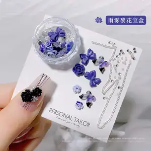 3D Camellia Flower Butterfly Nail Charms Nail Art Decoration Mixed Size Diamond Resin Charms Jewelry For Nails Supplies