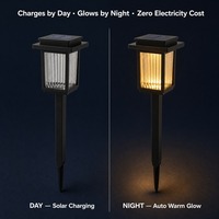 Lampu Taman Tenaga Surya Solar Villa, LED Warm White Tahan Air, untuk Halaman, Jalan Setapak, Bedeng Bunga, Luar Ruangan
