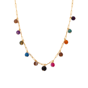 Fashionable Classic Chain Colorful Natural Stone <strong>Boho</strong> <strong>Necklace</strong> - Product Image 2