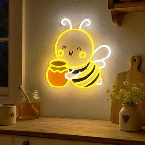 Bee Neon Letreros Neon LED indoor hanging ambient light shop <b>sign</b> wall decoration light entrance indicator light luminous <b>sign</b> - Product Image 6