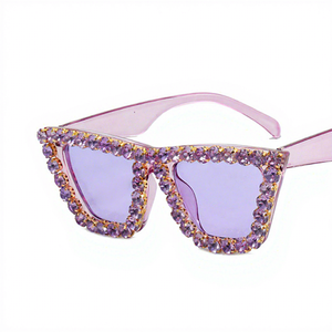 American Cat-Eye Diamond-Studded Arrival Oversized Frame Distinctive Women's Cross-Border Street Style Trendy <b>Sunglasses</b> - Product Image 4