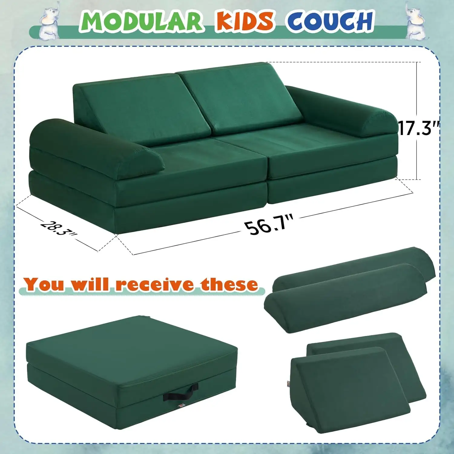 Großhandel modulares Kinderssofa Kinder spielen Couch großer Bodensofa modulare Möbel für Kinder Erwachsene Kleinkinder Babys