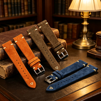Bracelet de montre en cuir véritable fait main avec coutures, en daim, à libération rapide, 20mm 22mm, vente chaude