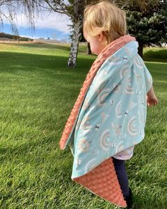 <strong>Rainbow</strong> Custom 2-Layer Reversible Toddler Crib Blanket Warm Skin-Friendly Plush Minky Baby <strong>Bedding</strong> Printed on Both Sides - Product Image 3