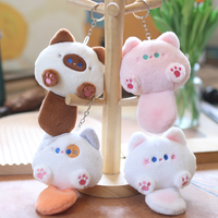 Porte-clés en peluche mignon et moelleux, mini chaton Kawaii pour décoration de sac à dos, breloque de sac en peluche douce, cadeau, vente en gros en vrac