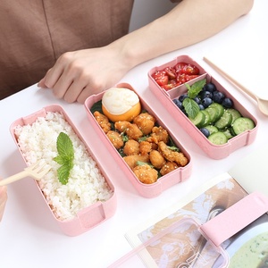 900ml Portable Eco Biodegradable <strong>3</strong> <strong>Layer</strong> Wheat Straw Bento <strong>Lunch</strong> <strong>Box</strong> with Paper <strong>Box</strong> Microwavable &amp; Detachable Design - Product Image 5