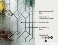 Verre décoratif sur mesure, esthétiquement plaisant à l'œil, avec un design encapsulé, intégré à une porte d'entrée en fibre de verre.