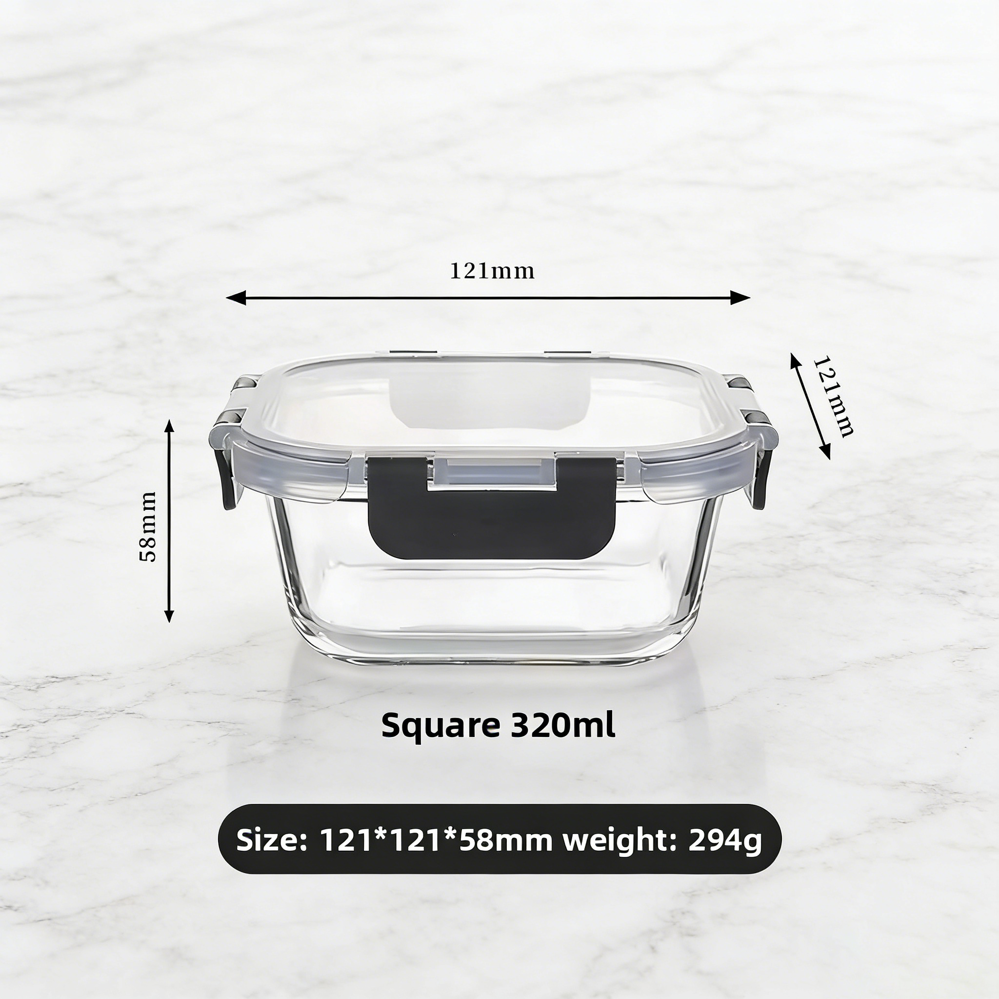 Transparente - Cuadrado de 320ml