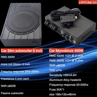 Subwoofer de voiture compact de qualité supérieure, double 6 pouces, à installer sous le siège, avec amplificateur de voiture classe D 400W RMS 2 Ohm, compatible Energy Car