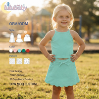 Ensemble jupe et débardeur dos nu en nylon et élasthanne vert menthe à ourlet festonné pour filles DH ODM – 2 pièces, vêtements d'été de boutique