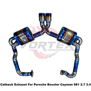 Sistema de escape Catback Vortex ligero de titanio azul quemado para Porsche Boxster Cayman 981 2.7 3.4 Racing System - Product Image 2