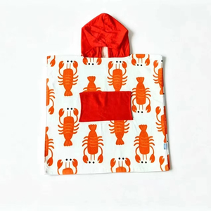 Poncho <span class=keywords><strong>Infantil</strong></span> con Diseño de Cangrejo, 100% Algodón, Altamente Absorbente, Cómodo, Suave con la Piel, con Bordado Personalizado - Product Image 1