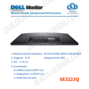 डेल सी 3223q 31.5 इंच 4k freesync डेस्कटॉप मॉनिटर कम ब्लू-रे समर्थन दीवार माउंट 2160 dp + HD-MI संकीर्ण बेज़ेल - Product Image 4