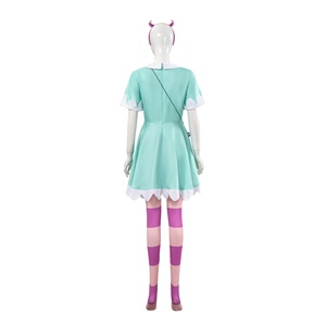 Lindo vestido <span class=keywords><strong>de</strong></span> cosplay <span class=keywords><strong>de</strong></span> princesa verde menta para <span class=keywords><strong>mujer</strong></span> con estampado <span class=keywords><strong>de</strong></span> <span class=keywords><strong>pulpo</strong></span>, calcetines a rayas y bolso con estrellas - Product Image 3