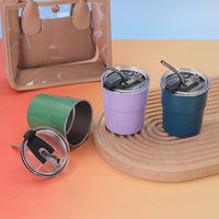 Gobelet isotherme portable de style sportif 12oz en acier inoxydable 304, pour vin et café, avec paille, pour l'extérieur, promotionnel, pour le commerce transfrontalier